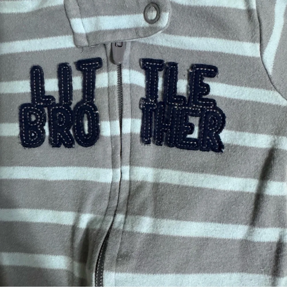 Carter's Gray and blue Striped Footie